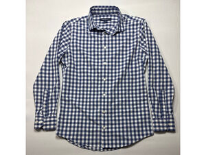 Mizzen+Main Leeward Men's Long Sleeve Blue White Checkered Dress Shirt - M Trim